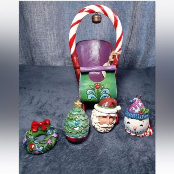 New in box Jim Shore Jingle All the Way/set of 5 Winter Sleigh with ornaments - Picture 5 of 7